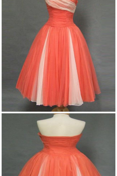 Strapless Homecoming Dresses, Length Homecoming Dresses,orange Homecoming Dress,tulle Homecoming Dresses