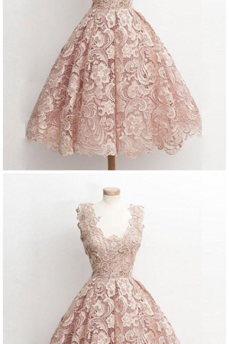 lace short prom dress, lace bridesmaid dress