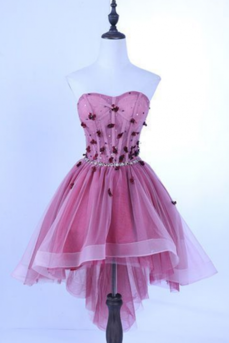 Spring Tulle Sweetheart High Low Prom Dress