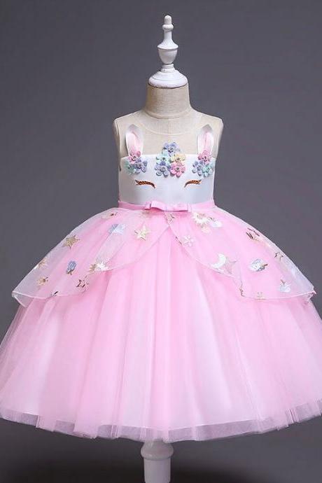 flower girl dresses, New Girl's Dress Princess Flower Child Wedding Dress Unicorn Children's Dress