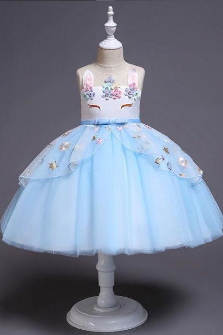 flower girl dresses, New Girl's Dress Princess Flower Child Wedding Dress Unicorn Children's Dress