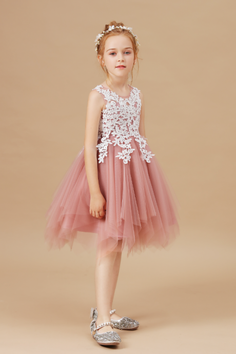flower girl dresses,Sleeveless Baby Kids Clothes Children Kids Clothing Appliques Girl Wedding Evening Gowns Party Dresses