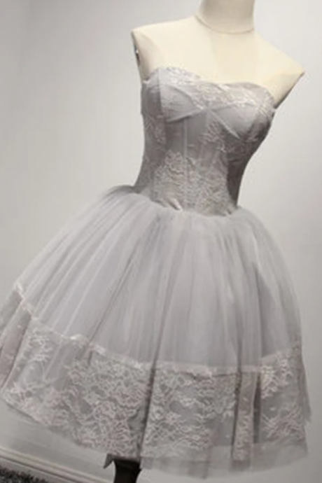 A-line Strapless Short/mini Sleeveless Tulle Homecoming Dress/short Dress