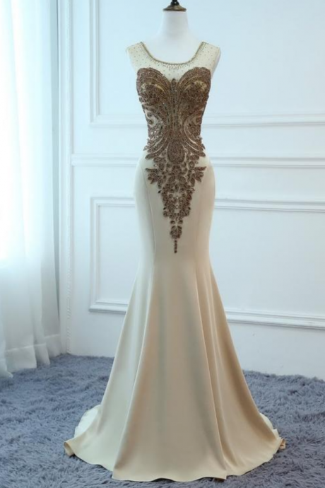 Prom Dresses Long Trumpet/Mermaid Evening Dresses Foral crystal Dress Women Formal Party Gown Fashionable Bride Gown