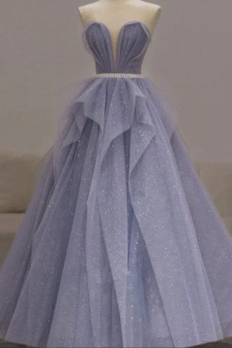 Sweetheart Sequin Long Prom Dress Purple Formal Dress