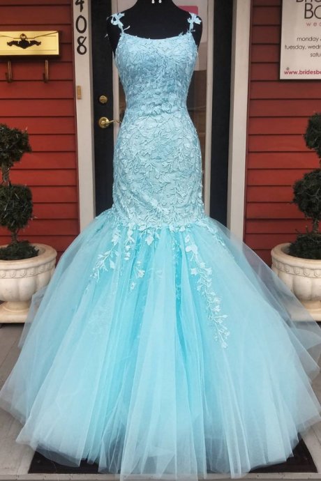 Charming Prom Dress,tulle Prom Dress,mermaid Prom Dress,spaghetti Straps Prom Dress