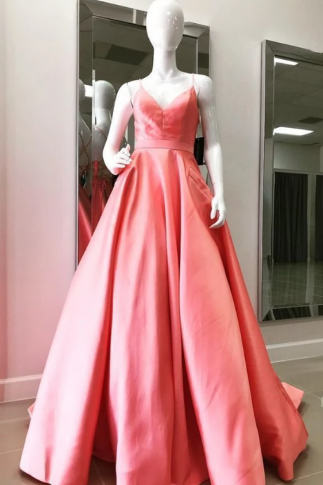 Elegant Formal Evening Dress, Spaghetti Straps Long Prom Dresses