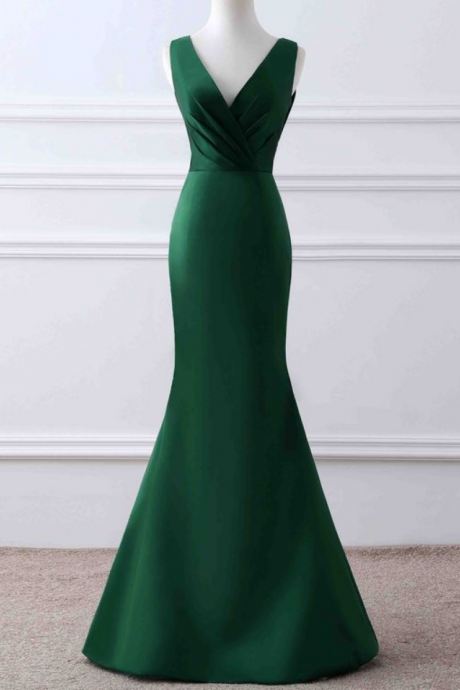 Satin V-neck Mermaid ,unique Design Evening Dress,custom Made , Fashion