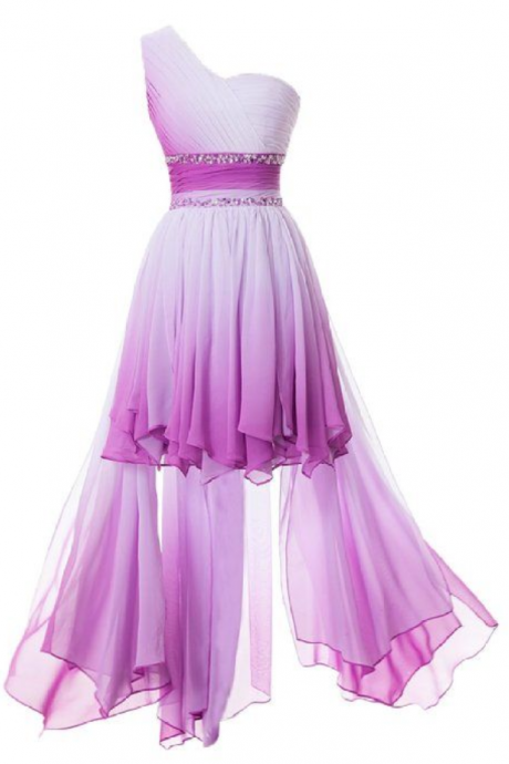 One Shoulder High Low Chiffon Bridesmaid Dresses Homecoming Gowns For Juniors