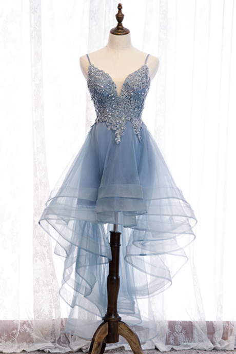 Charming Blue Tulle Homecoming Dress, Short Prom Dress