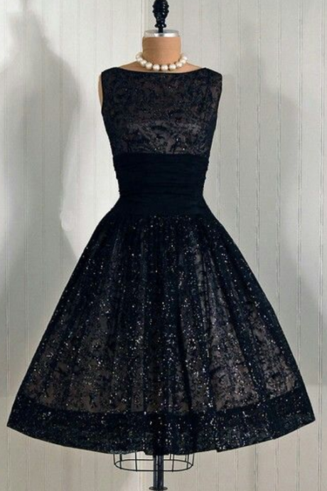 Black Sccop Shiny Short Homecoming Dress