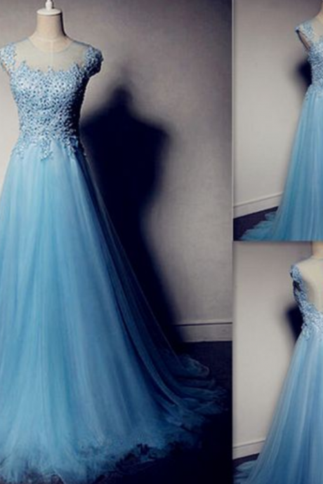High Quality Prom Dress,Tulle Prom Dress,Beading Prom Dress,O-Neck Prom Dress, Charming Prom Dress