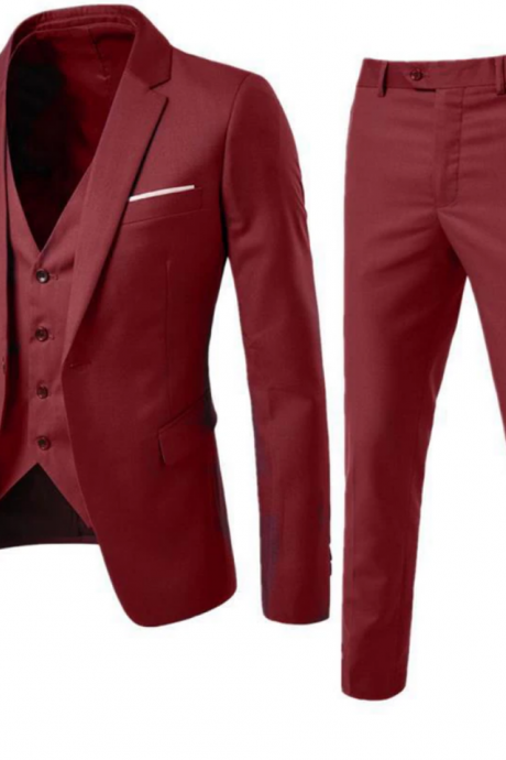 Men Spring 3 Pieces Classic Blazers Suit Sets Men Business Blazer +Vest +Pants Suits Sets Autumn Men Wedding Party Set