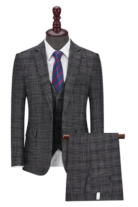 Fashion Men&amp;#039;s High-quality Suit Three-piece Slim Fit Suit Suit Boss Work Suit Suit