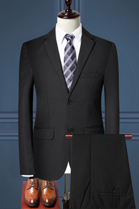 Formal Business Office Men Suit Slim Fit Two Pcs Set Wedding Male Dress Tuxedo Single-breasted Masculine Jacket+pants Plus Size