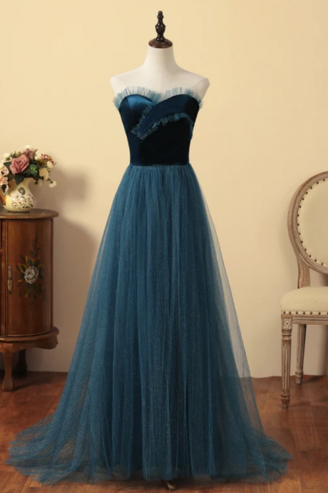 Prom Dresses,peacock Blue Prom Dress Sleeveless Bridal Dress Sweetheart Neckline Party Gown Low Back Wedding Dress Sparkling Tulle A-line Prom