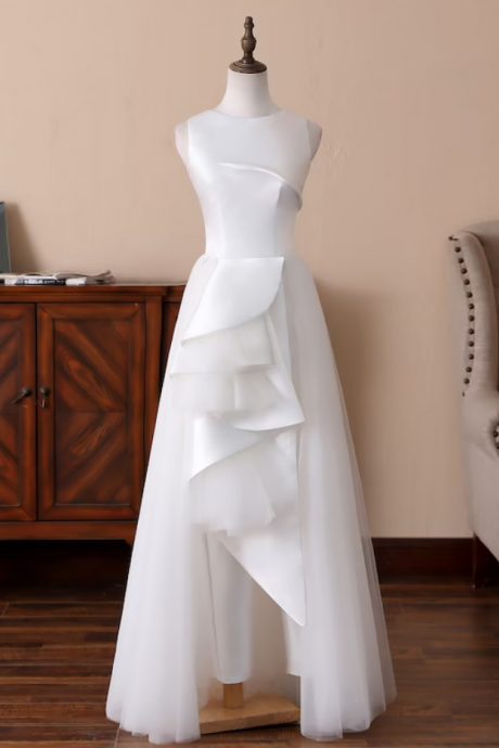 Prom Dresses,asymmetrical Prom Dress Pleated Wedding Dress 222 Fashion Bridal Dress Jewel Neckline Evening Party Dress Vintage Formal Dress