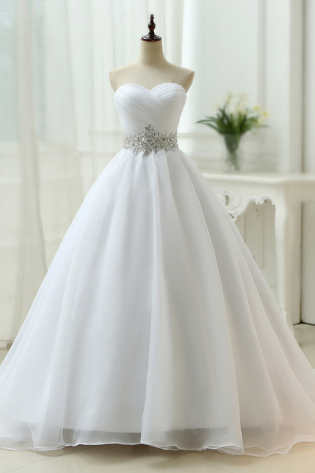 Wedding Dresses,Strapless wedding dress,white bridal dress with diamond belt