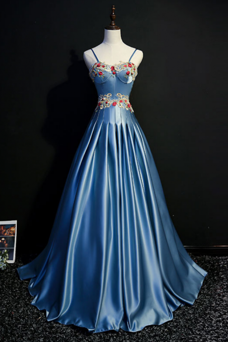 Prom Dresses, Style,ball Gown, Spaghetti Strap Prom Dress, Embroidered Party Dress
