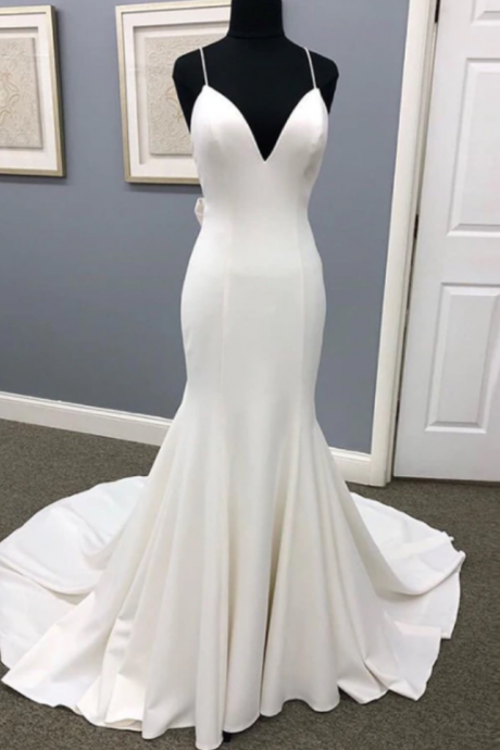 Wedding Dresses Spaghetti Straps Sleeveless Bridal Dress