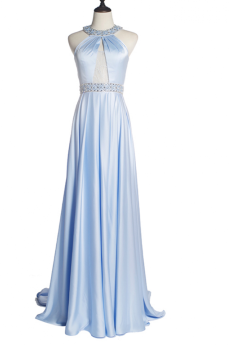 Prom Dresses,A-line long formal ceremony party skirt halter evening dress