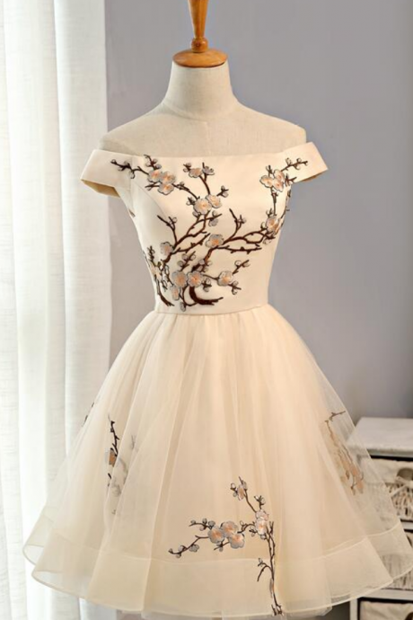 Homecoming Dresses,off Shoulder Knee Length Prom Dress,lovely Formal Dress