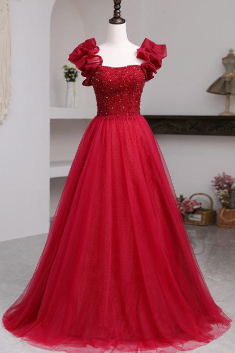 Prom Dresses,Temperament dress bridal banquet evening dress red was thin and long dress