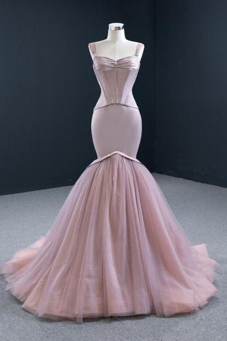 Prom Dresses,2022 new bridal mermaid dress high waist tail prom dress dresses tulle