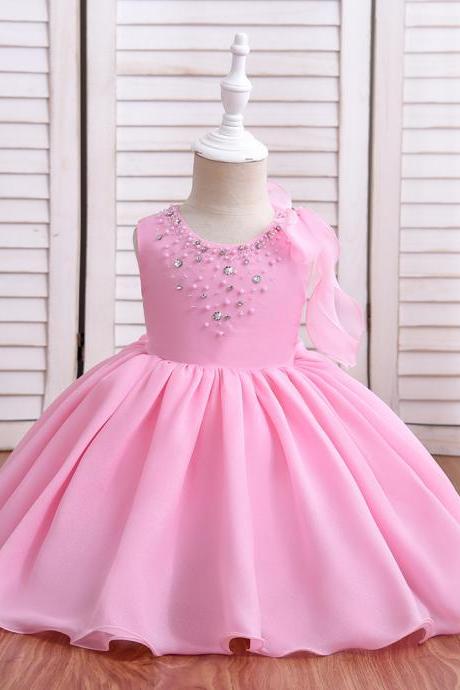 flower girl dresses, children's evening dress little girl pompous yarn princess skirt