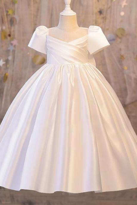flower girl dresses,Girls' dress 2022 New Satin Korean princess dress