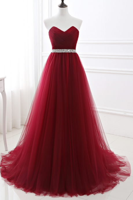 Prom Dresses,evening Dress Formal Tulle Dresses Sweetheart Neckline Sequin Beaded Prom Graduation Party Dress