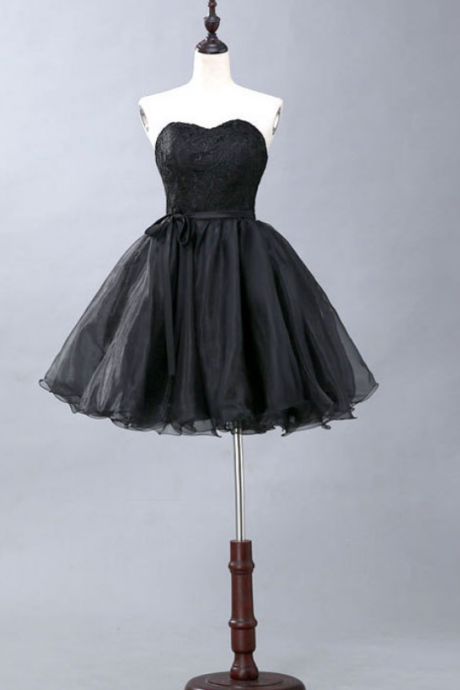 Homecoming Dresses,black Tube Top Evening Dress Women's Short Lace Tutu Skirt Dress