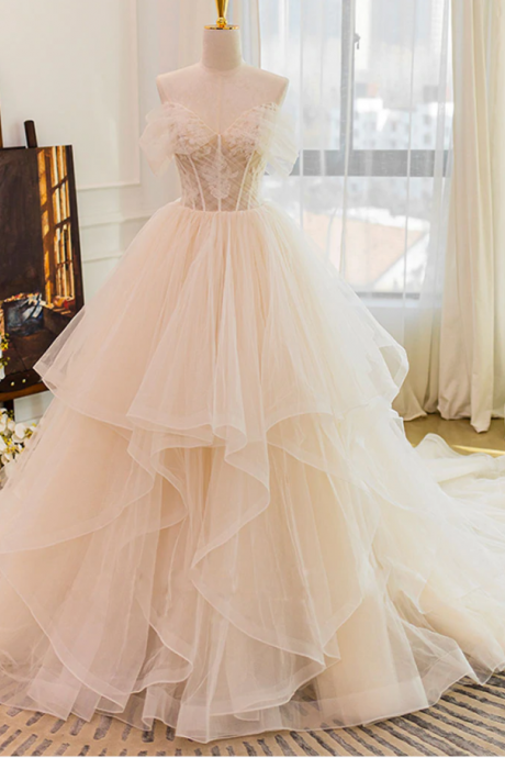 Wedding Dresses,tulle Lace Long Wedding Dress, Lace Tulle Wedding Gown