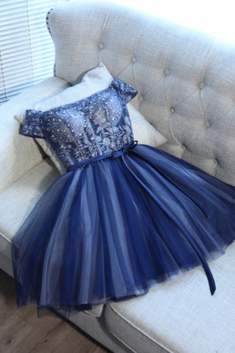 Homecoming Dresses, Lace Off Shoulder Short Prom Dress, Evening Dress