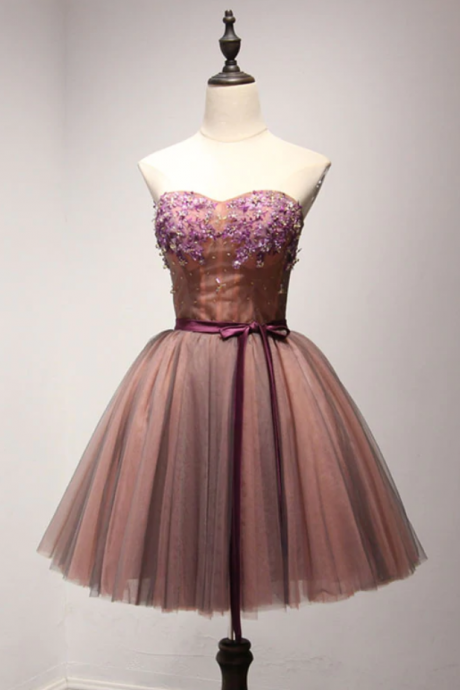 Homecoming Dresses, Stylish Tulle Lace Short Prom Dress, Formal Dress
