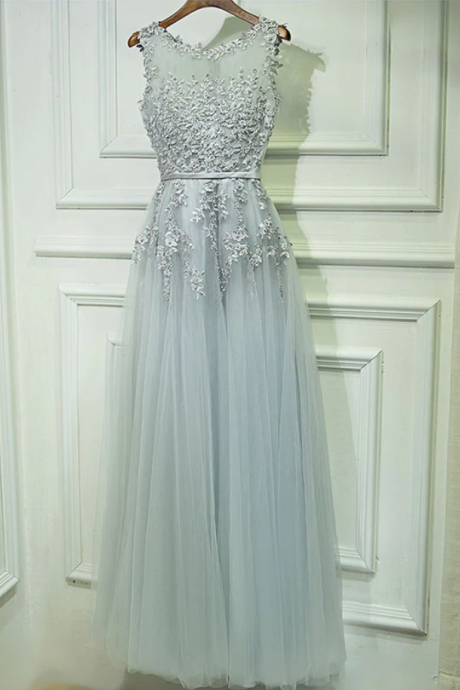 Prom Dresses, Lace Tulle Long A Line Prom Dress, Evening Dress