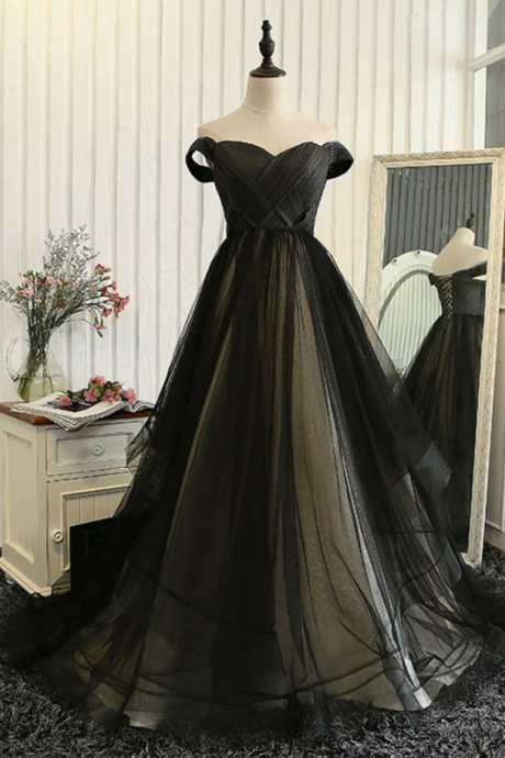 Prom Dresses,custom Made Tulle Off Shoulder Long Prom Dress, Evening Dress
