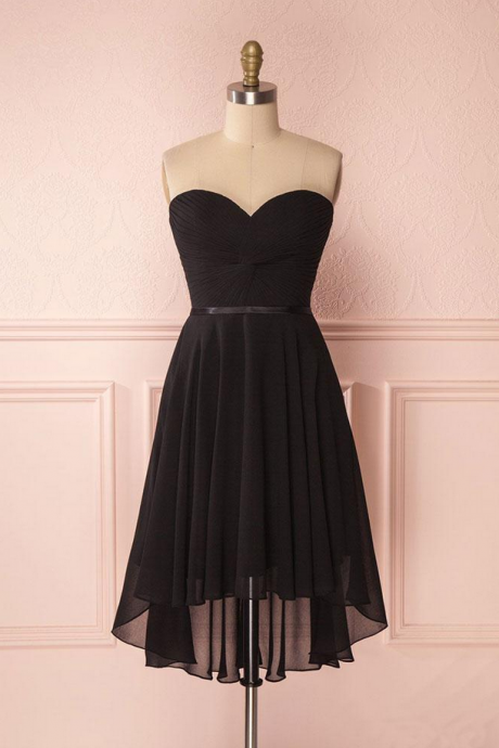 Homecoming Dresses,simple Sweetheart Neck Chiffon Short Prom Dress, Black Homecoming Dress