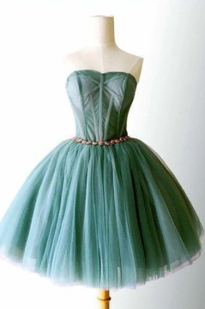 Elegant Tulle Strapless Short Homecoming Dress, Sweet Ball Gown