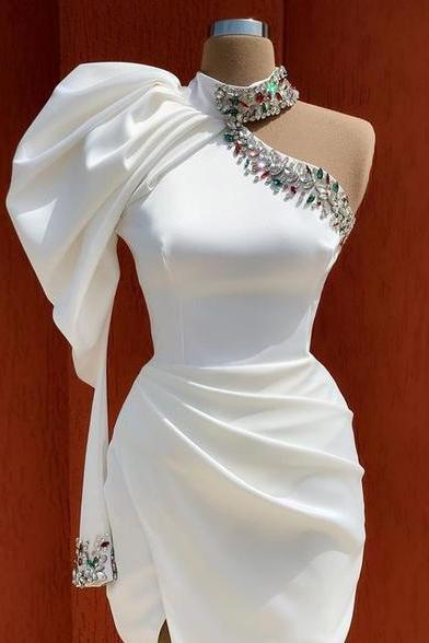 Unique White Short Homecoming Dress