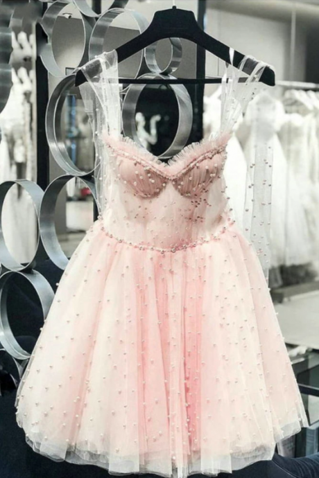Homecoming Dresses, Illusion Bodice Tulle Short Sweet Dresses