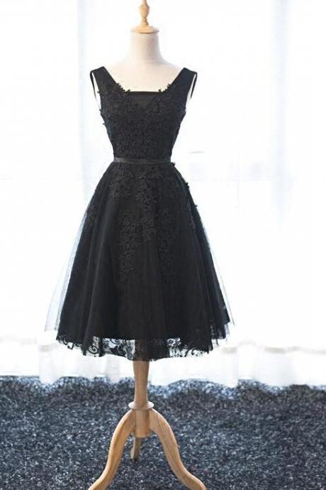 Black Tulle Homecoming Dresses, V-neckline Party Dresses, Short Formal Dress, Black Homecoming Dresses