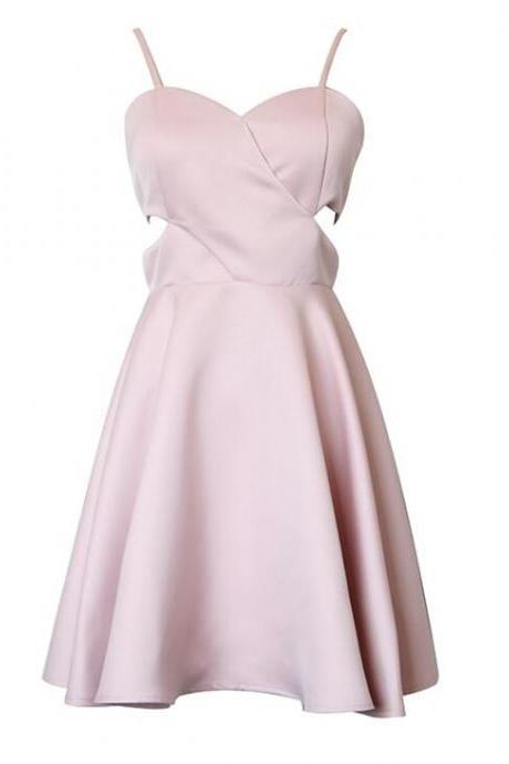 Lovely Straps Pink Short Women Dresses, Hollowed Fashionable Dresses, Homecoming Cocktail Dresses