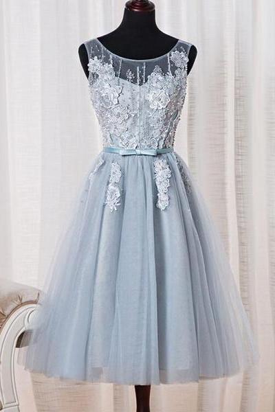 Lovely Tulle Homecoming Dress, Cute Tea Length Party Dress