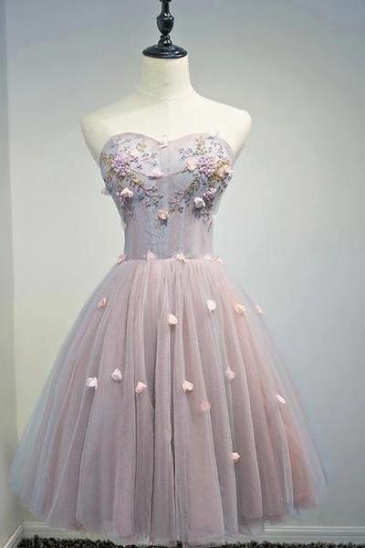 Charming Tulle Short Knee Length Party Dress, Homecoming Dress
