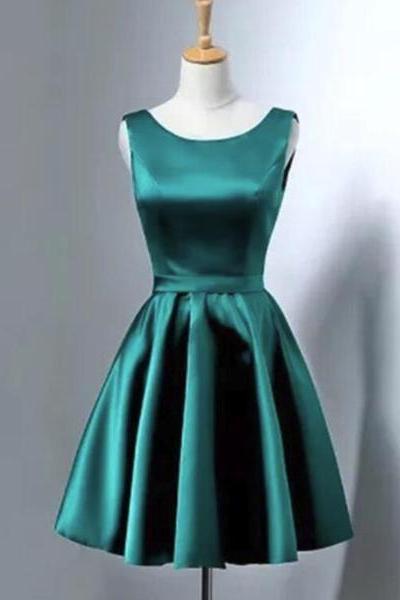 Dark Green Satin Short Homecoming Dresses, Lovely Party Dress, Homecoming Dress 
