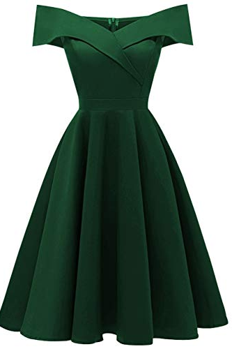 Short Satin Off Shoulder Emerald Green Homecoming Dress