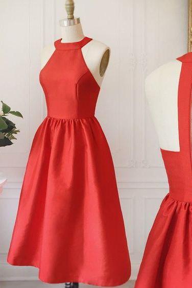 Red Homecoming Dress, A-line Homecoming Dress, High Neck Homecoming Dress, Backless Homecoming Dresses