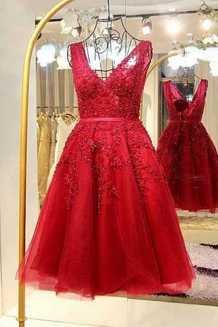 Red Homecoming Dresses,knee Length Homecoming Dresses,low Back Homecoming Dresses With Lace,short Red Homecoming Dresses