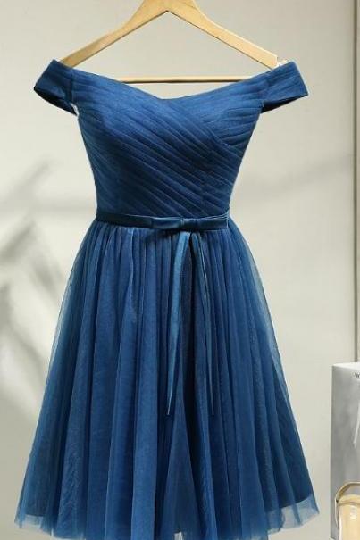 Dark Blue Homecoming Dress, Semi Formal Occasion Dress Short